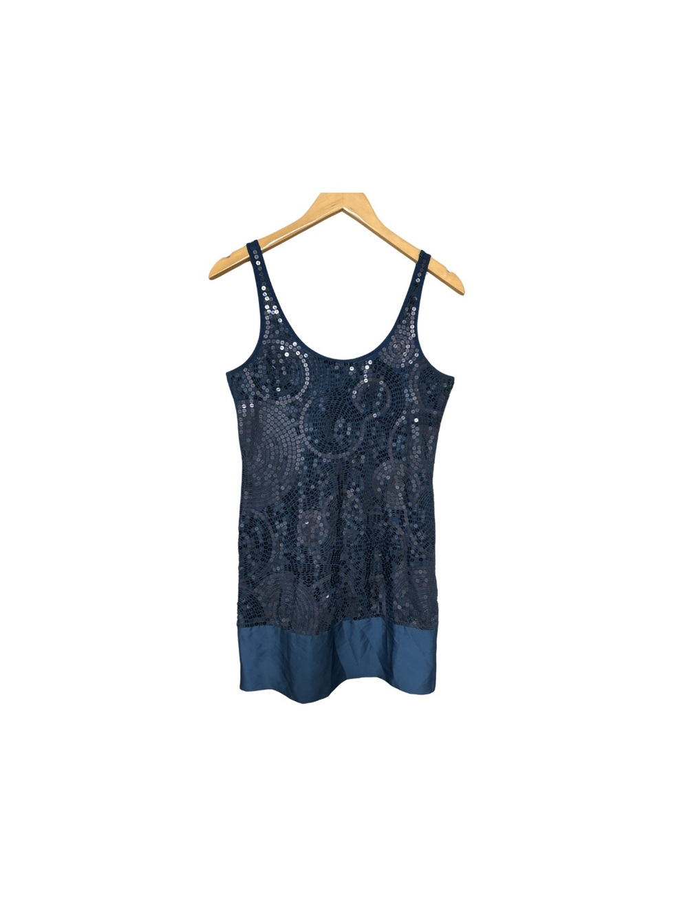 Express Vintage Women’s Deep Teal Sequin Tank Top/Dress with Satin Hem Size XS